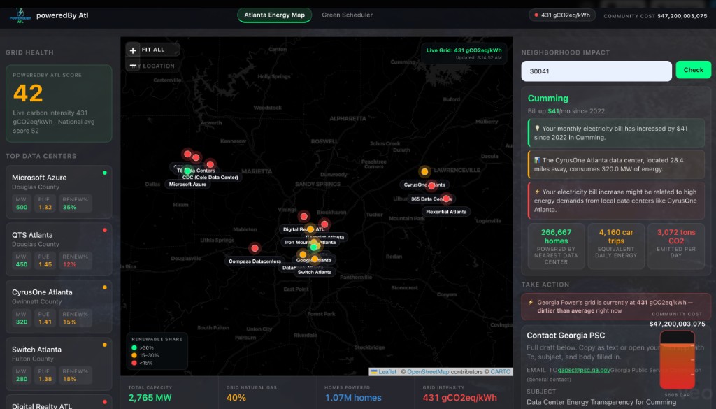 PoweredBy ATL platform map and neighborhood impact dashboard